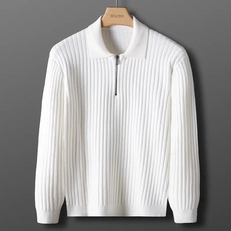 LuxeTrame™ | Polo léger à rayures à manches longues