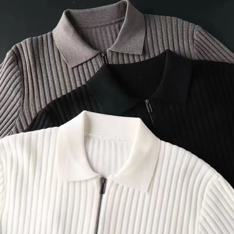 LuxeTrame™ | Polo léger à rayures à manches longues