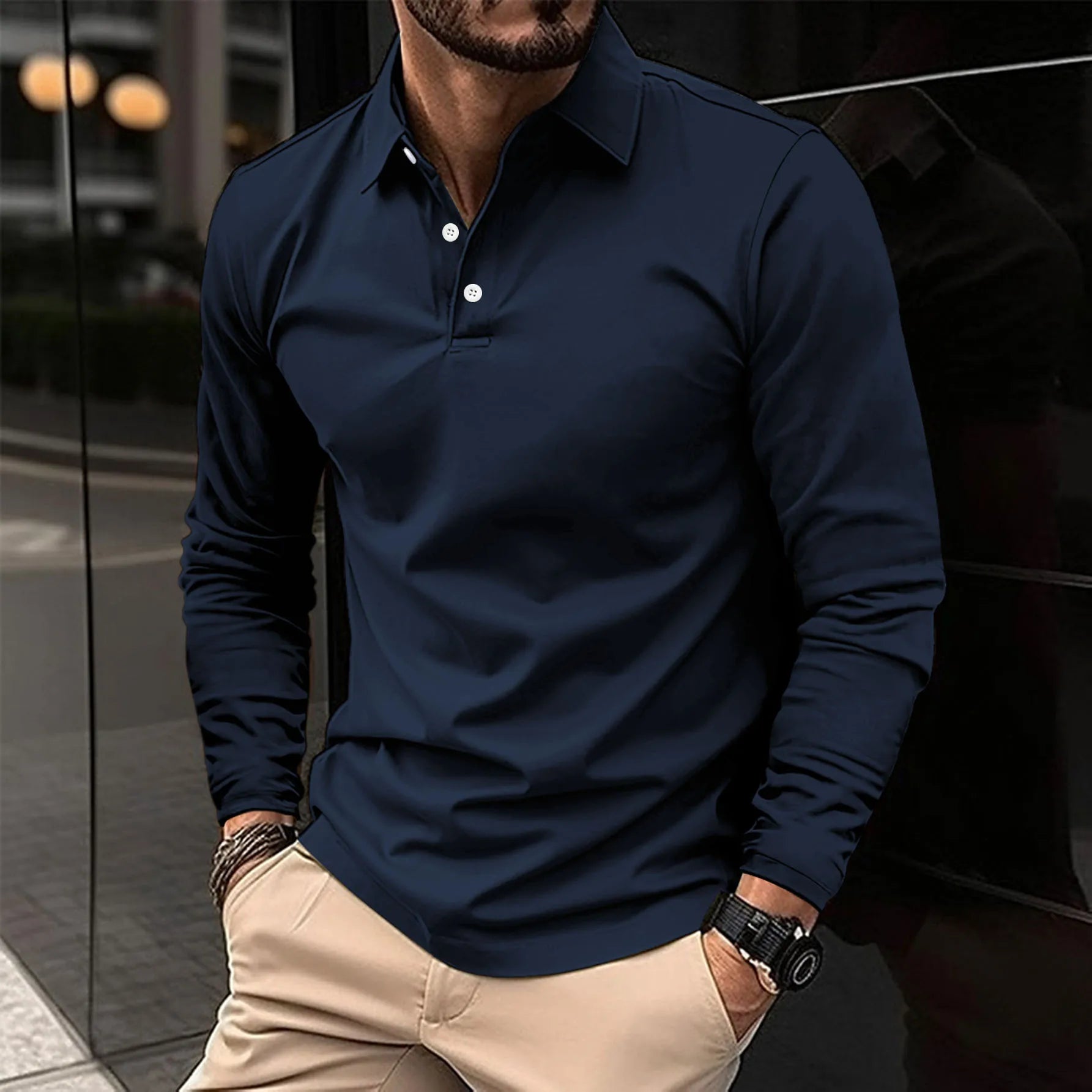 LuxeTrame™| Polo casual à manches longues