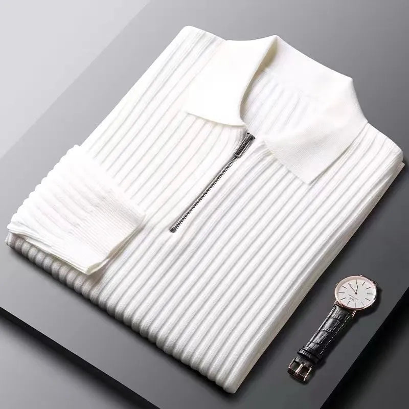 LuxeTrame™ | Polo léger à rayures à manches longues